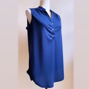⭐️  Gold Button Accent Blue Sleeveless Top  ⭐️